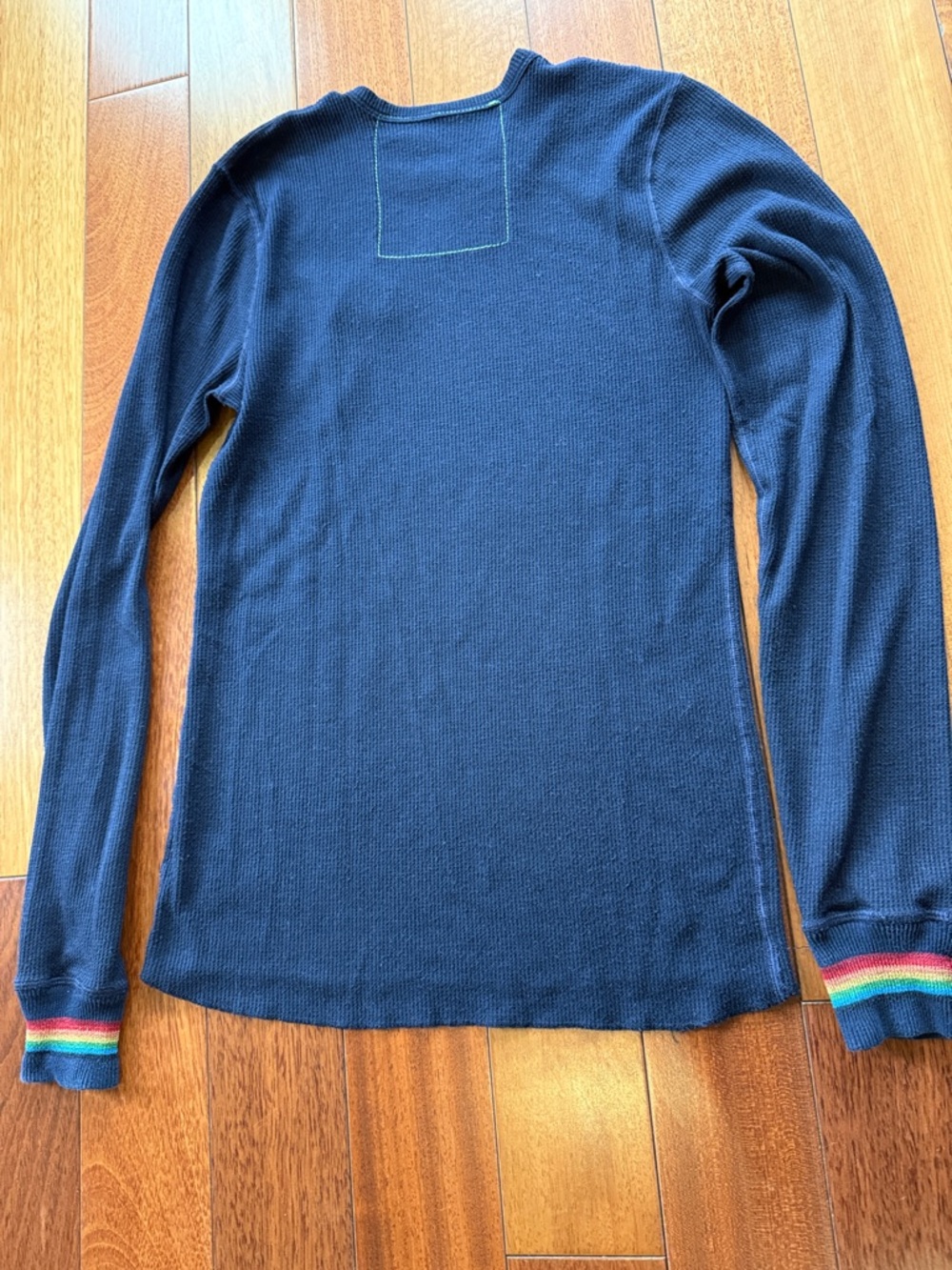 Aviator Nation Navy Long Sleeve Rainbow Waffle Top - Picture 4 of 4